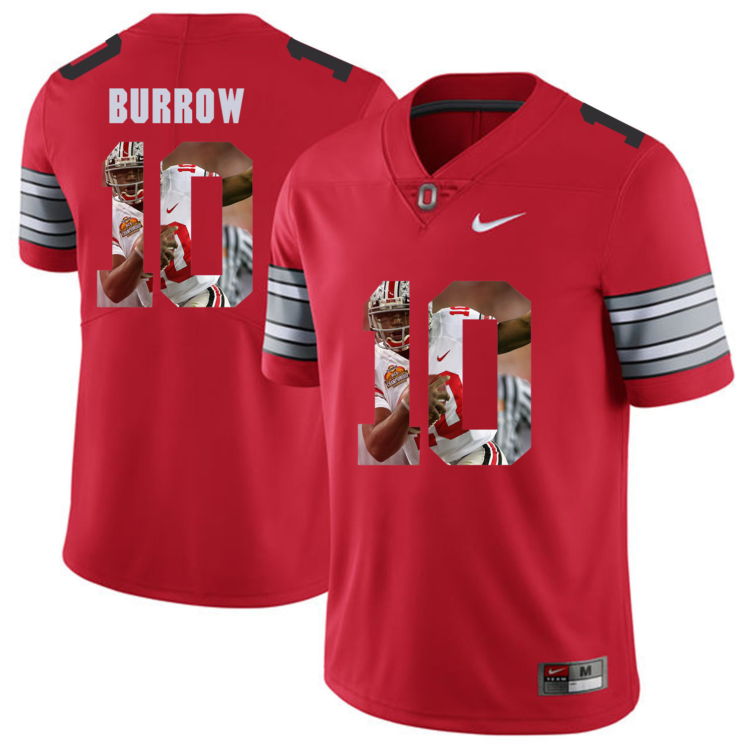 Men Ohio State 10 Burrow Red Fashion Edition Customized NCAA Jerseys